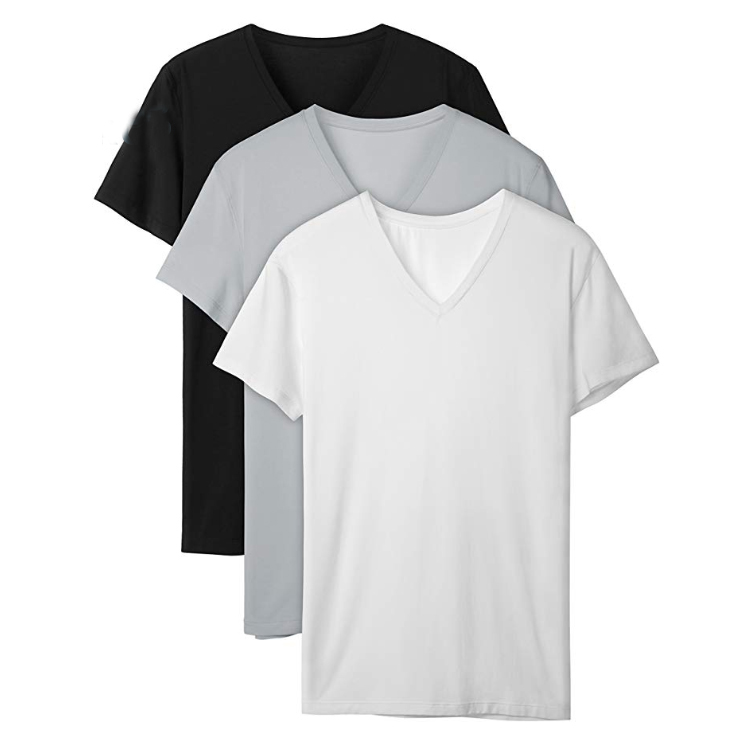 Enerup OEM/ODM Compressed Quick Dry Micro Shirt V-neck Blank Bamboo Plus Size Short Sleeve Mens T-shirt