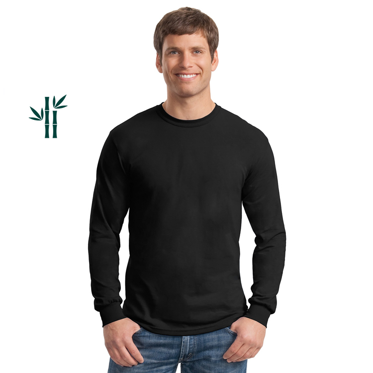 Enerup OEM ODM Deep V Collar Quick Dry Sport Black Bamboo Viscose Plus Size Long Sleeve Soft Mens Shirt