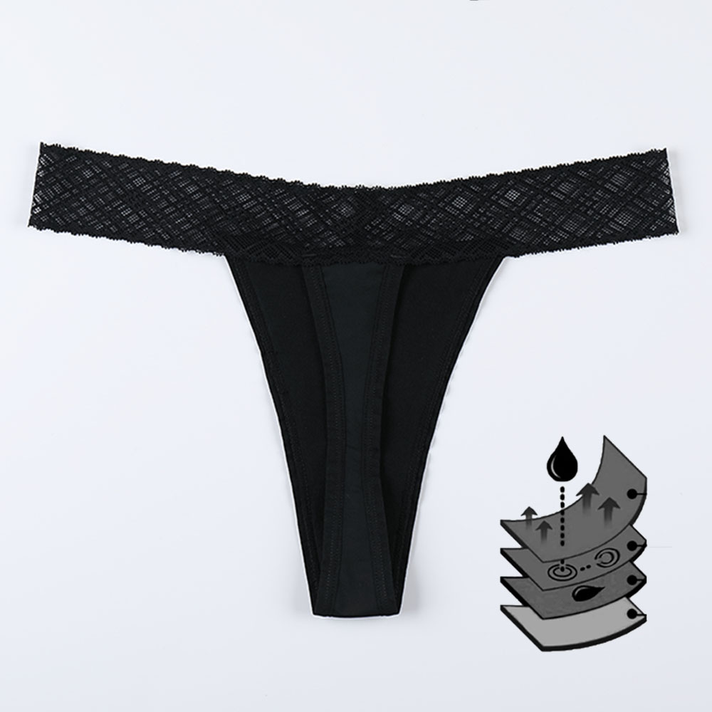 Sexy girls womens sanitary briefs g-string cotton 3 layer leak proof menstrual underwear thong period panties