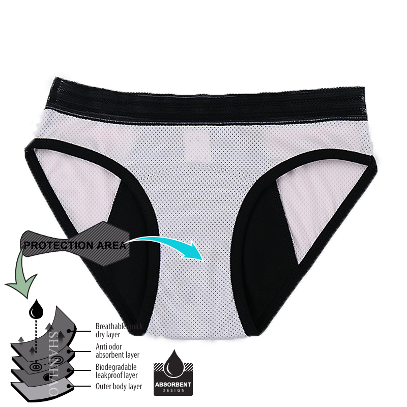 Period panties breathable mesh menstrual pants underwear urinary incontinence underwear sustainable waterproof panty liner
