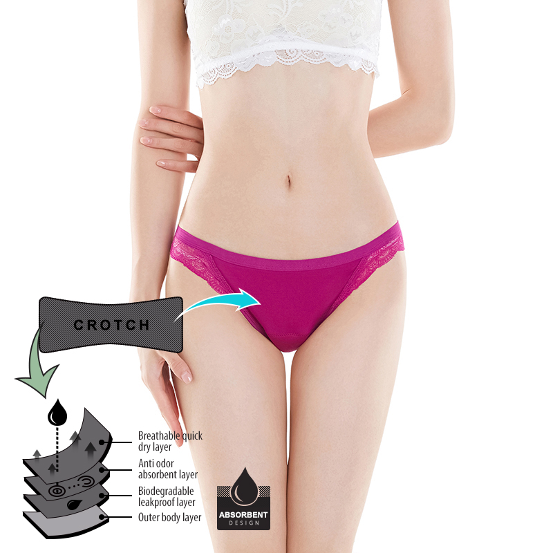 Bamboo plus size women underwear absorbent womens cotton 4 layer leak proof menstrual period panties