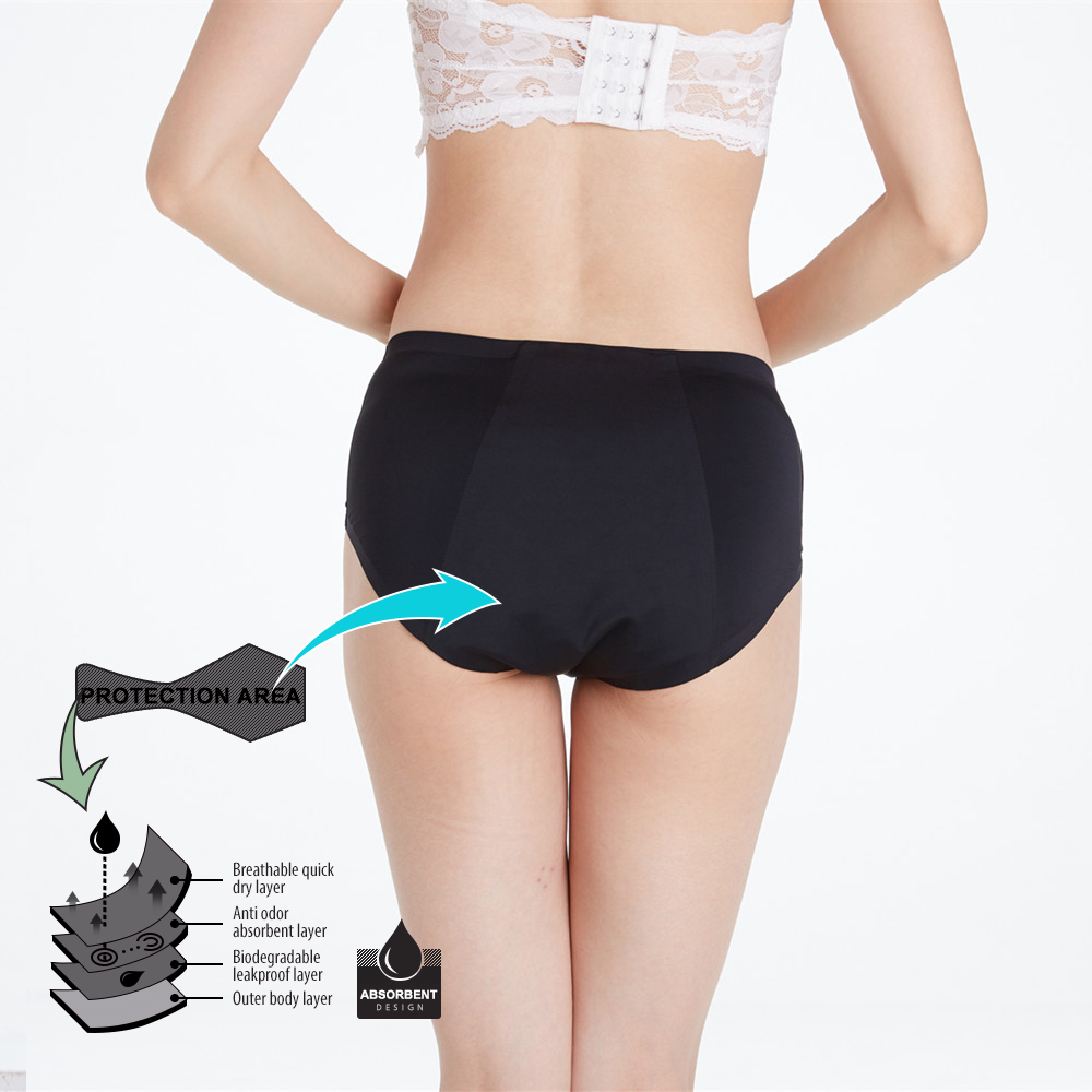 Custom seamless waterproof period undies menstruation absorbent panties safety underwear US EU sizing