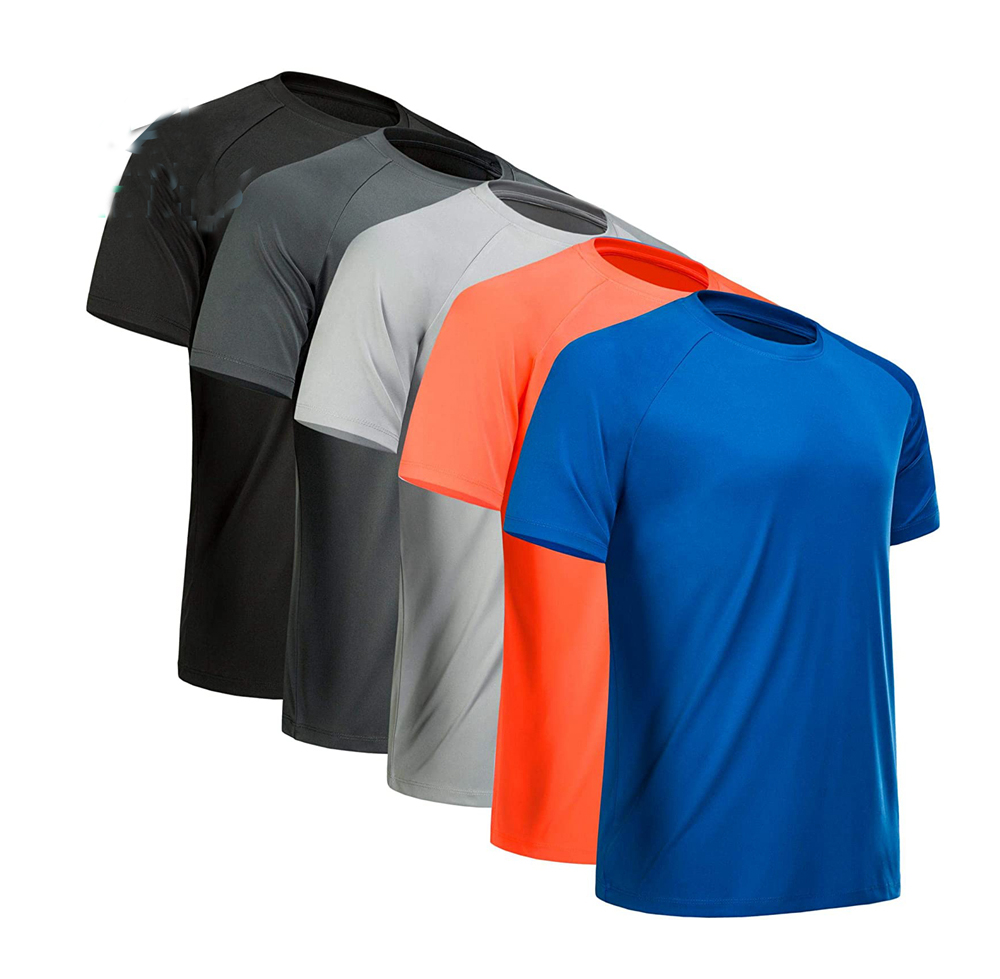 Enerup OEM/ODM Compressed Quick Dry Micro Polyester Shirt V-neck Blank Mens Polyester Short Sleeve plus size t-shirts T Shirt