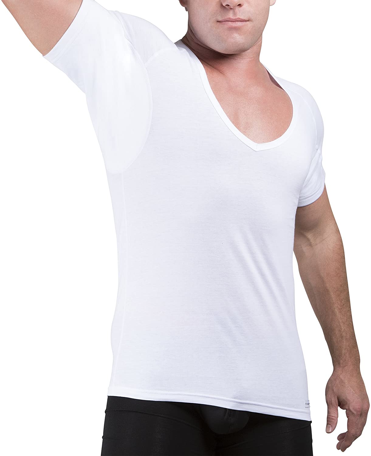 Enerup custom bamboo Plus Size Sweatproof Undershirt Men Underarm Sweat Pads Original Fit V-Neck Sweat proof T-shirt