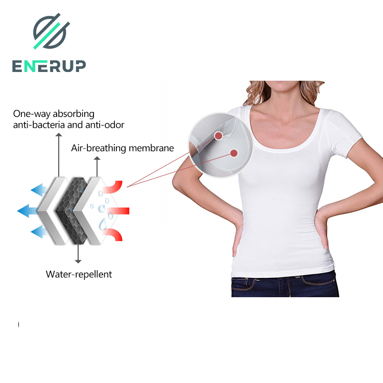 Enerup OEM/ODM Plus Size Sweat Proof Baju Crew Neck Womens T-shirt Undershirts With Underarm Shields Sewn-In