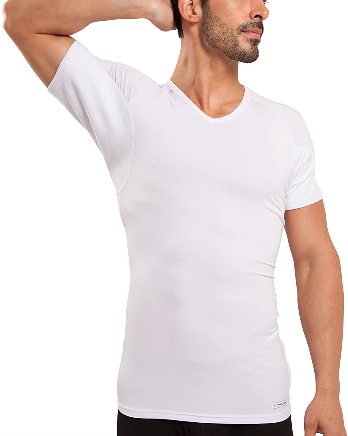 Enerup Wholesale 100% polyester Sweatproof Undershirt For Men Elastic Breathable T Shirt Deep V Neck T Shirts For Men