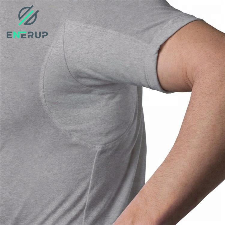 Enerup Micro Polyester New White Scoop Neck Armpit Pads Shields Gym Short Sleeve Men Sweat Proof Absorbing Undershirt T Shirt