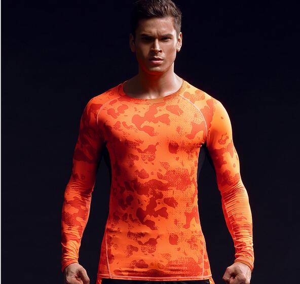Camouflage Fitness Wear Running Training Clothing Muscle T Shirt Elastic Compression Quick Drying Sports Tights Long Sleeve