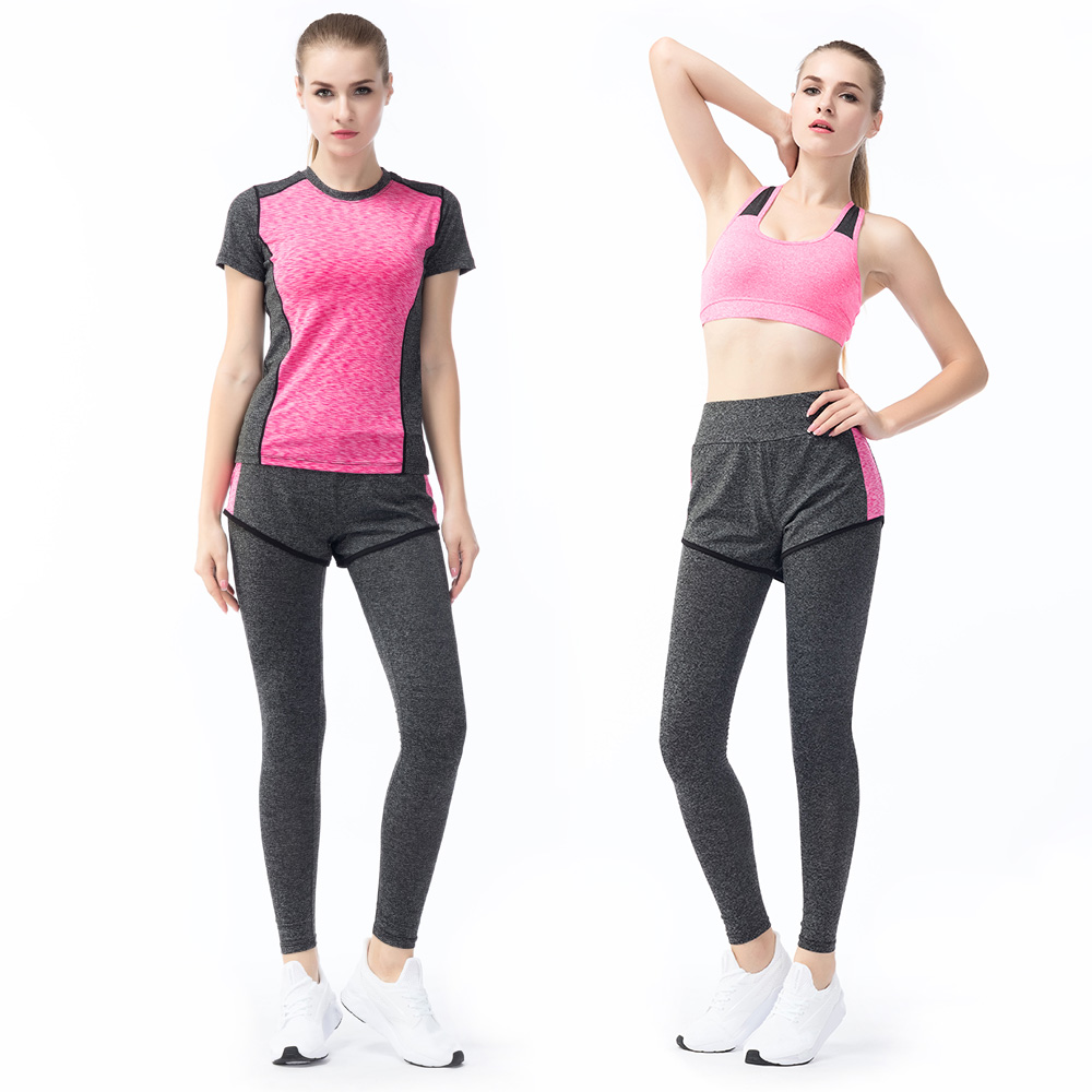 New fashion best price colorful shirt bra and legging set women sports suit