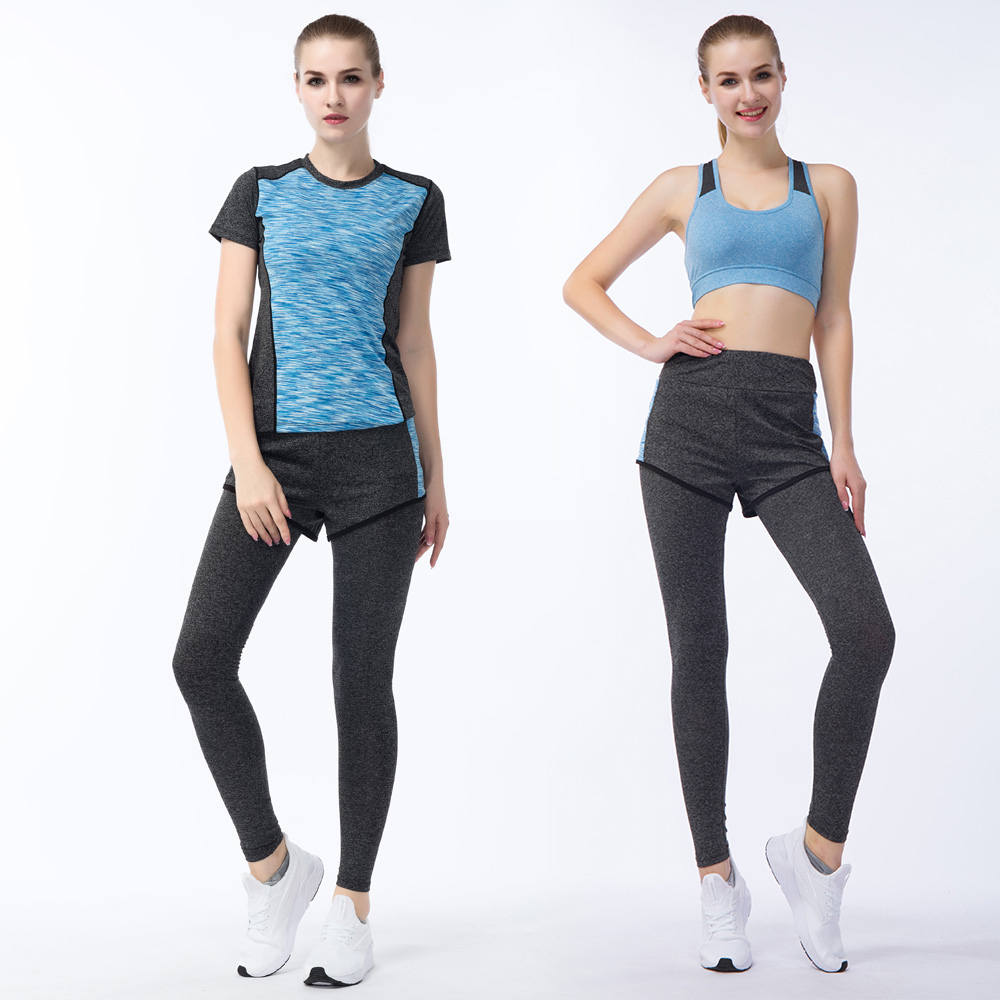 New fashion best price colorful shirt bra and legging set women sports suit