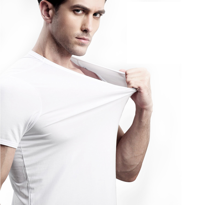 white 100% bamboo cotton fabric stretch blend t-shirt woman