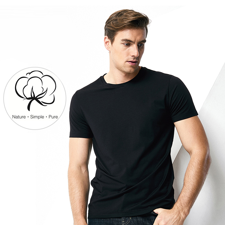 Enerup OEM ODM Deep V Collar Quick Dry Sport Black 100% Cotton plus size t-shirts Short Sleeve Soft Mens T Shirt