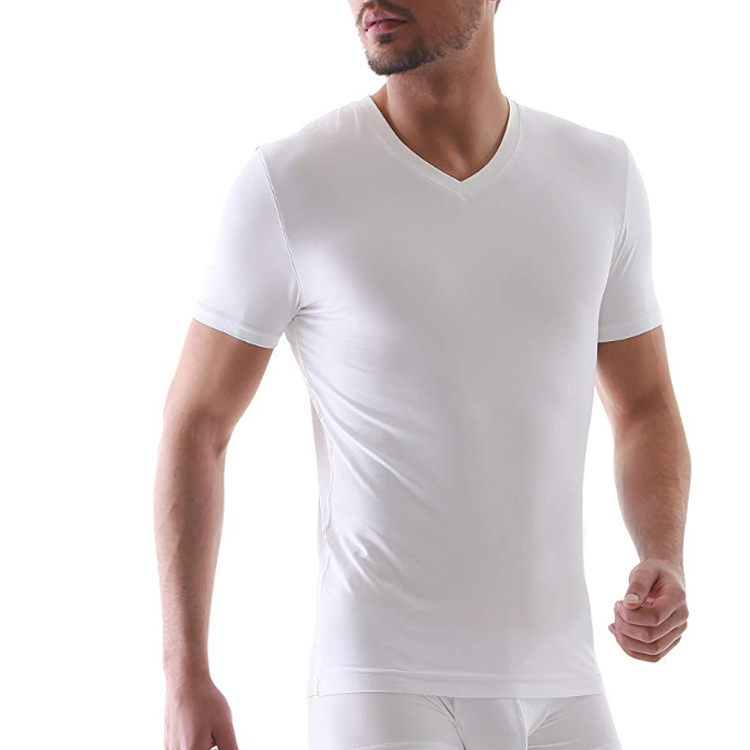 Enerup OEM ODM Sport cotton Modal Cotton Soft Comfy V-Neck Short Sleeve Mens Undershirts Plain T-shirt