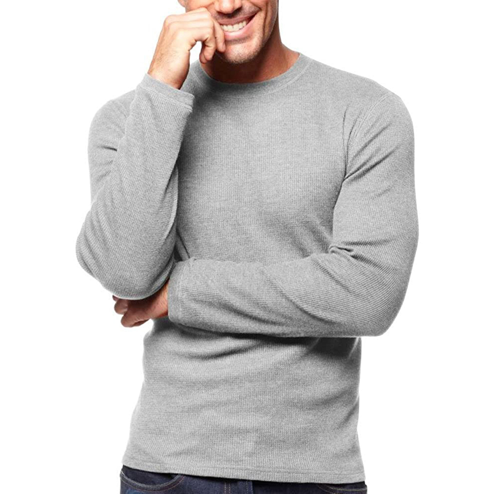 Enerup OEM/ODM Plus Size 100% Cotton Casual Black Male Long John Brand Solid Plain Men Long Sleeve T Shirt