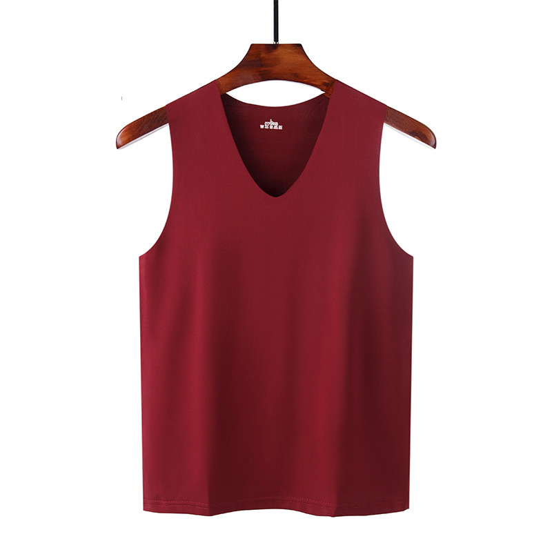 Enerup Factory Wholesale Summer Ice Silk Bottoming Slim Fitness Breathable Mens V-Neck Sleeveless T-Shirt Seamless Vest