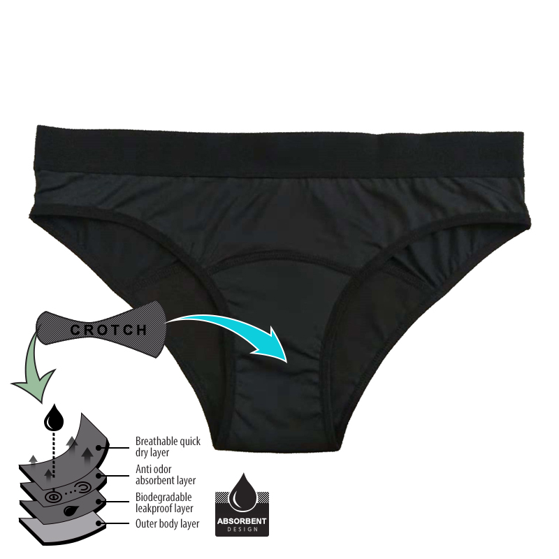 Best Sellers High Quality Wholesale US Sizing Custom Womens Panties Menstrual Panties Leakproof Period Panties Black Lingerie