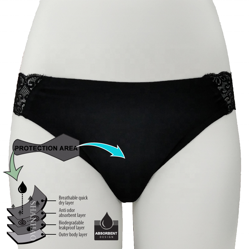 Panties Underwear Econyl Sustainable fabric Girls woman lace period panties underwear Customized US EU sizing