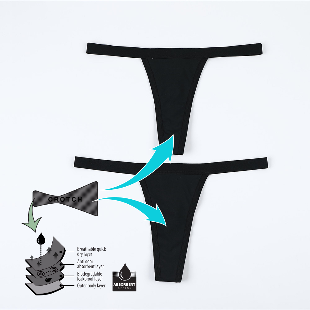 Wholesale plus size cotton 4 layer leak proof breathable period panties menstrual thong underwear