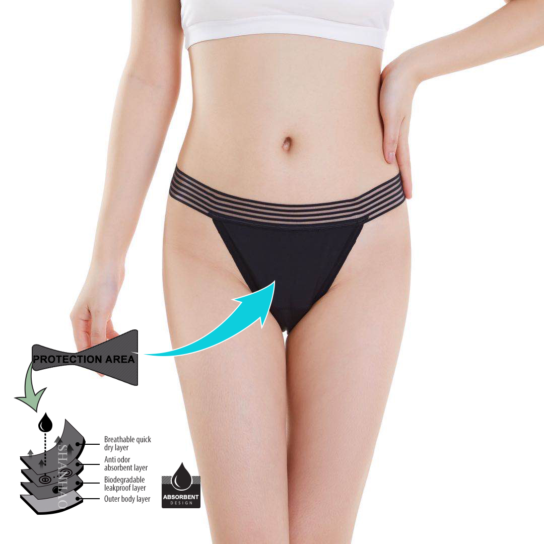 Period Panties for Women Ladies Menstrual Reusable Sexy Sustainable Thong US EU sizing