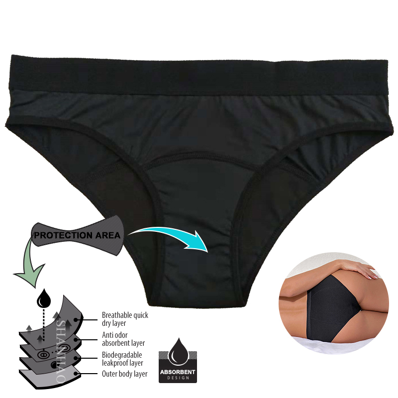 US Sizing Custom Womens Menstrual Panties Panty Sustainable Leakproof Sanitary Briefs Breathable Period Underwear