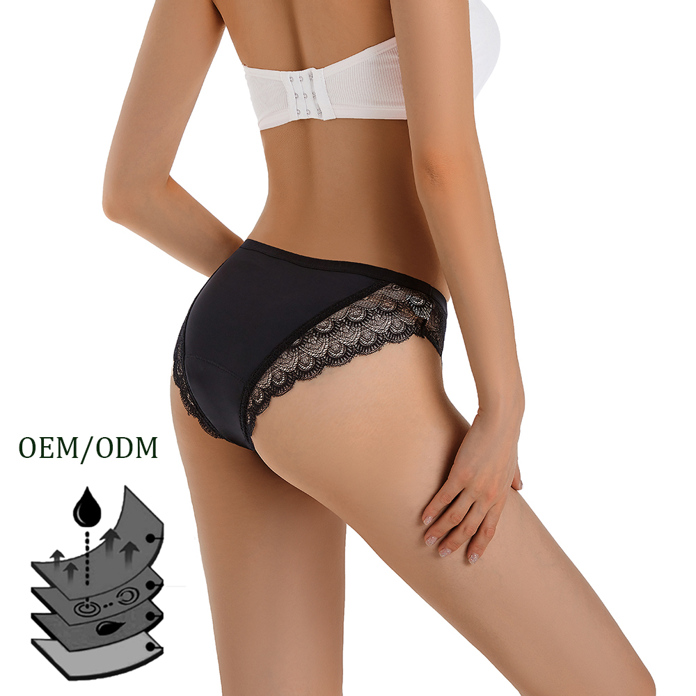OEM custom plus size womens absorbent briefs menstrual underwear 4 layers leak proof period panties
