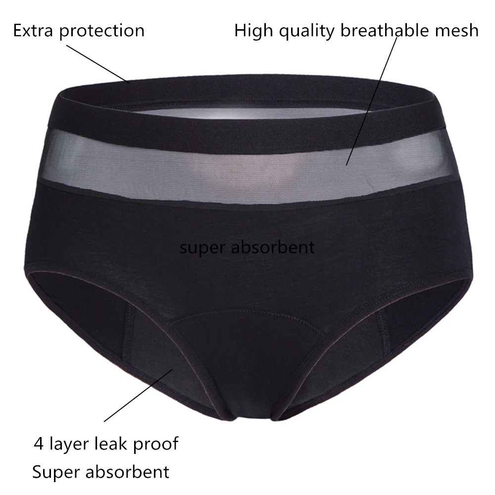 Wholesale sustainable womens panties maternity incontinence panty cotton 4 layer leak proof menstrual period panties