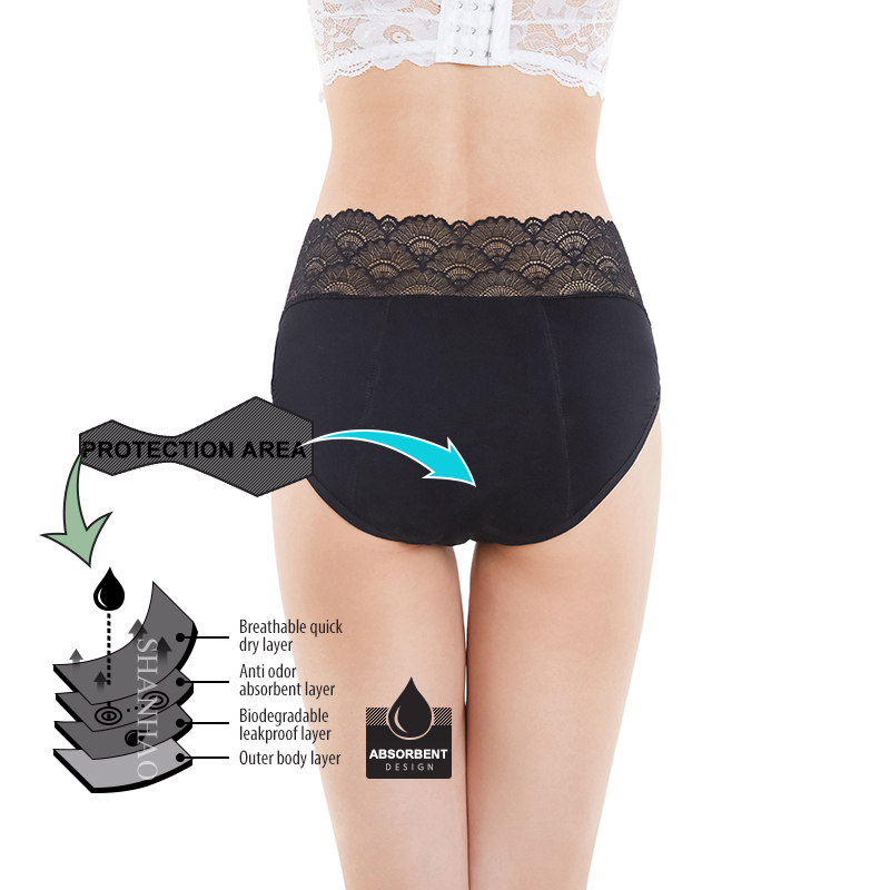 Custom sustainable 4 layers leak proof incontinence underwear waterproof menstrual period panties panties