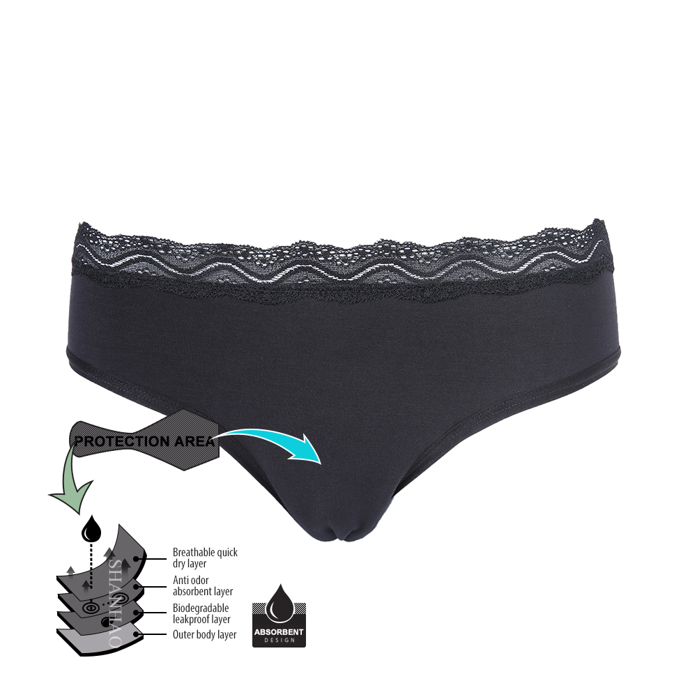 Wholesale Custom leak proof period panties safety underwear sustainable waterproof herbal panty liner