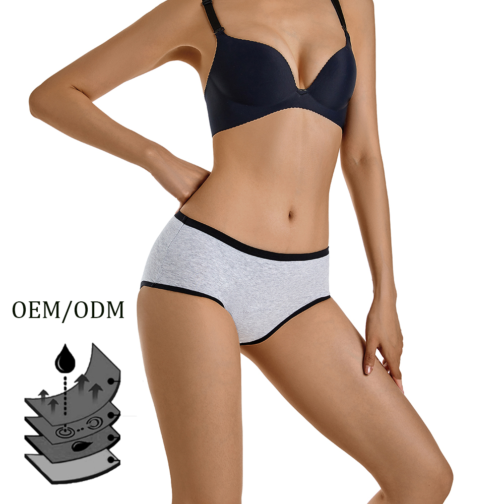 Plus size womens breathable absorbent menstrual panties 4 layer leak proof incontinence period underwear