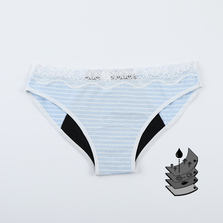 Women Absorbent Period Panties Cotton Menstrual Underwear Lace sustainable Leak Proof Panty 4 Layers Period Panties