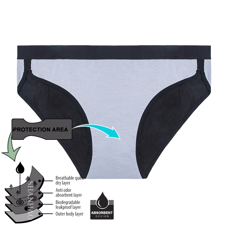 Plus size adult absorbent briefs womens menstrual underwear cotton 4 layer leak proof period panties