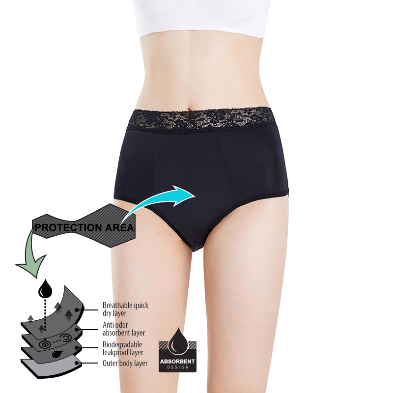 Women Protective Leakproof Period Panties Menstrual Underwear Lace Absorbent Panty