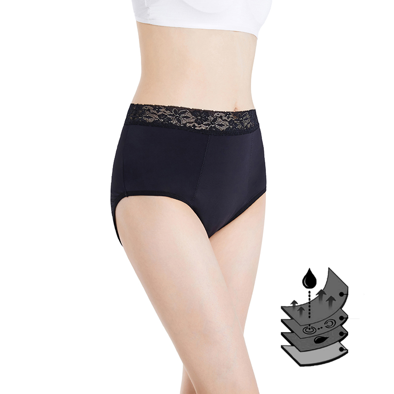 Women Protective Leakproof Period Panties Menstrual Underwear Lace Absorbent Panty