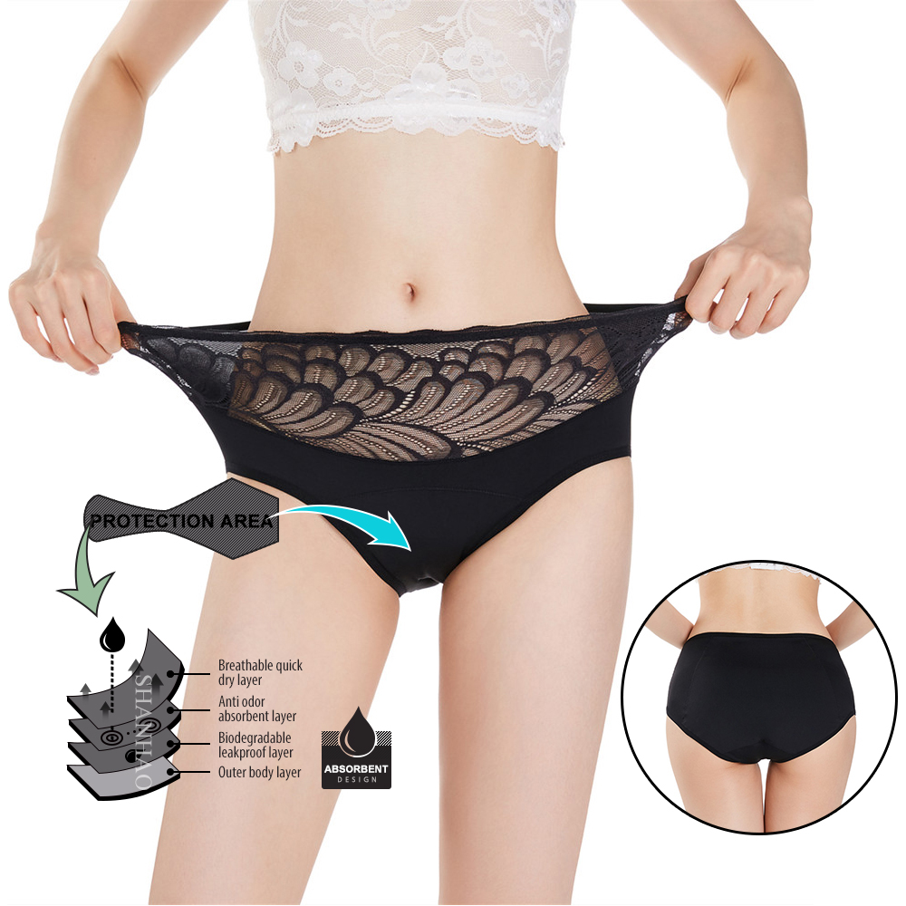 Wholesale Soft Women Reusable Leak Proof Sanitary Panties 4 Layer Period Panties Hygiene Menstrual Underwear