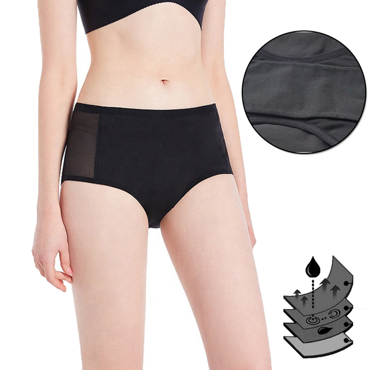 Dropshipping womens panties plus size Incontinence underwear cotton 4 layer leak proof woman menstrual period panties