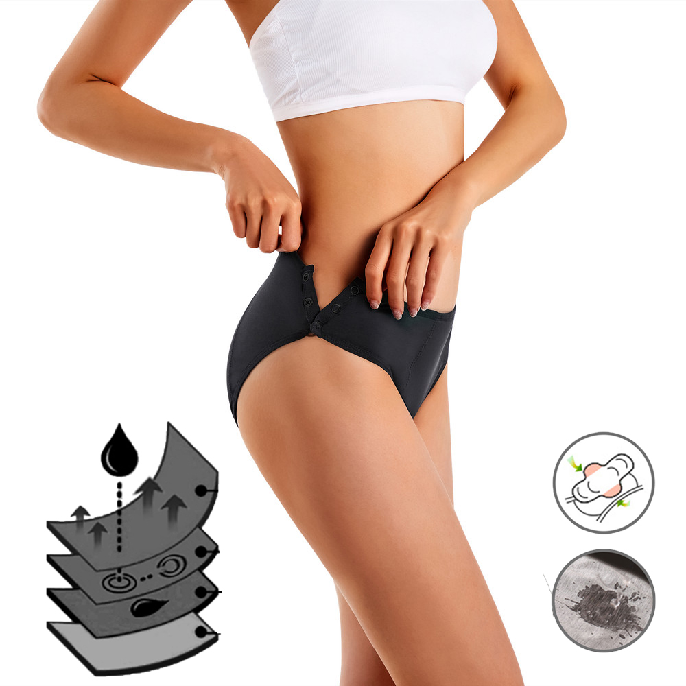 Plus size female incontinence briefs womens panties menstrual underwear 4 layer leak proof girls period panties