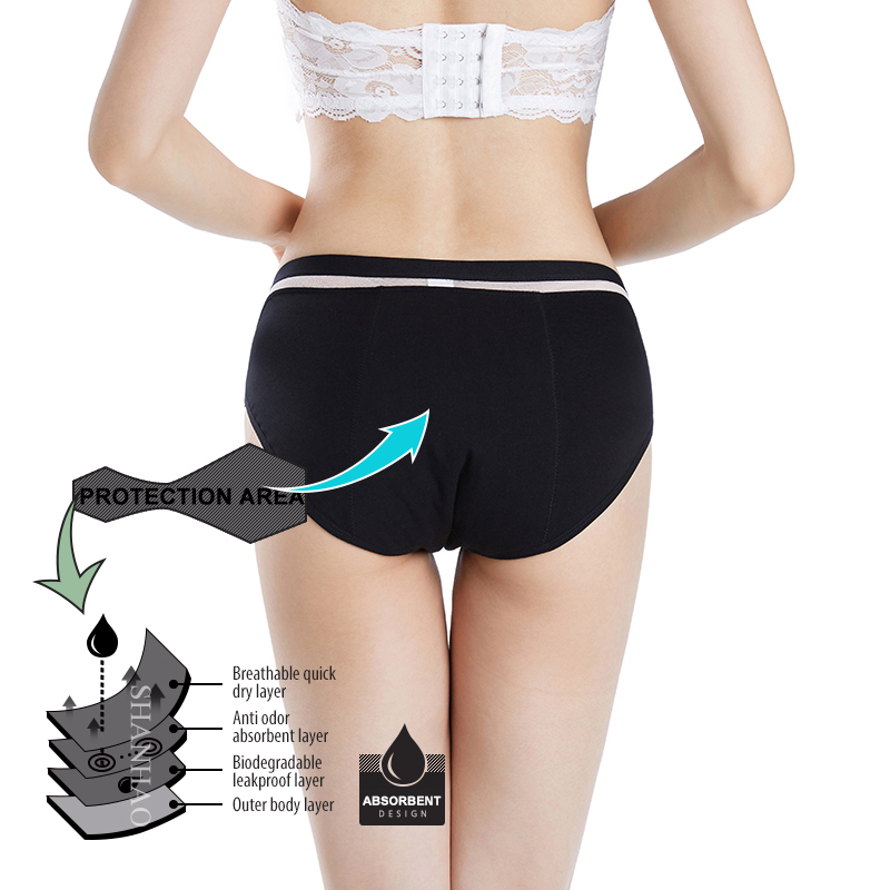 High quality womens sustainable sanitary briefs incontinence underwear menstrual period functional panties