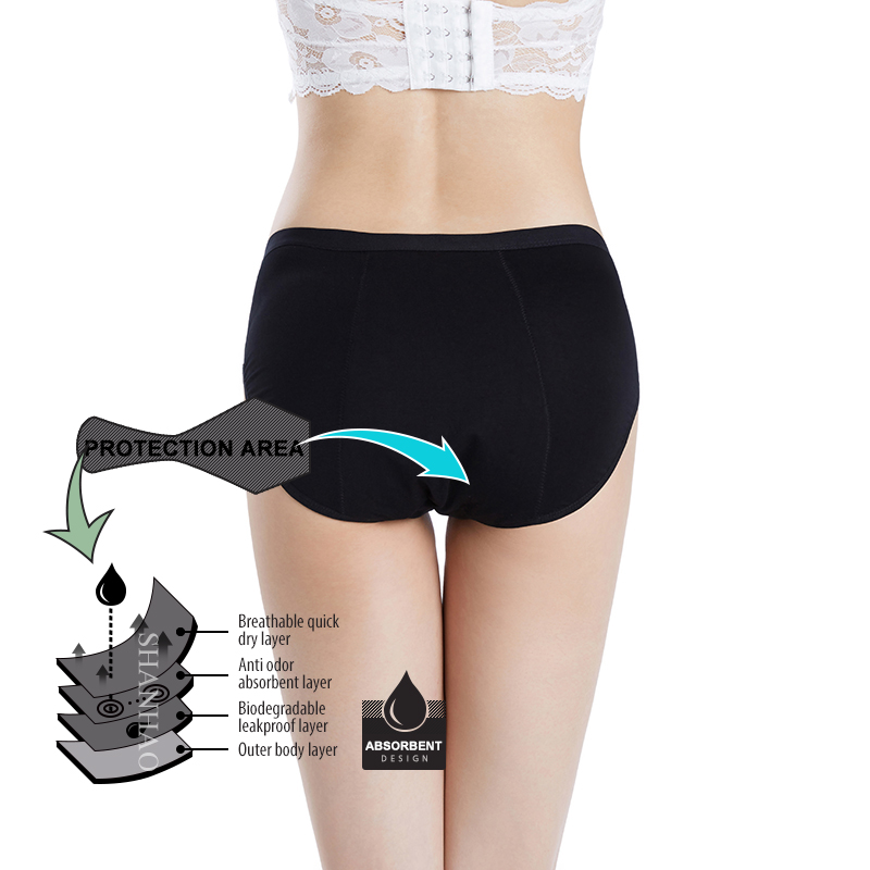 Plus size ladies sexy lace sanitary underwear leak proof menstrual period panties for women