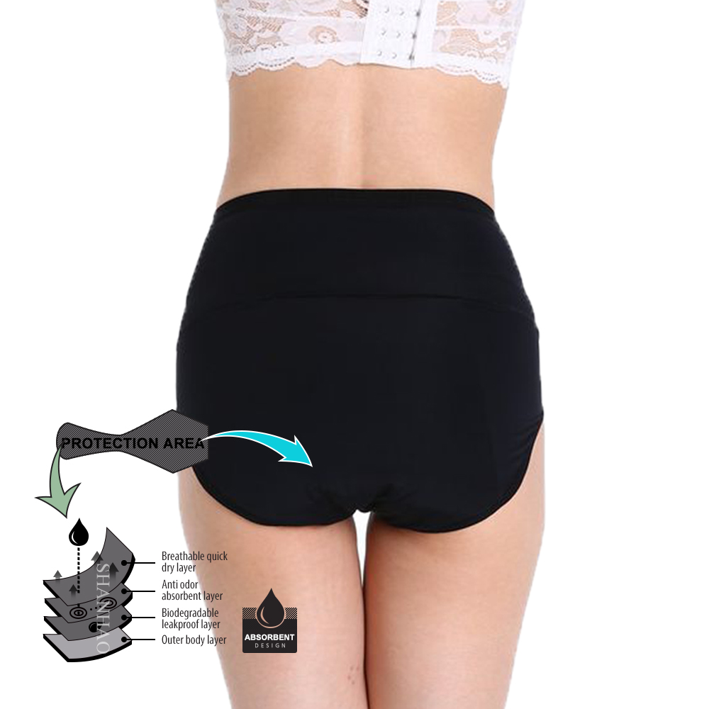 Plus szie absorbent postpartum panties menstrual underwear leak proof period panties for women