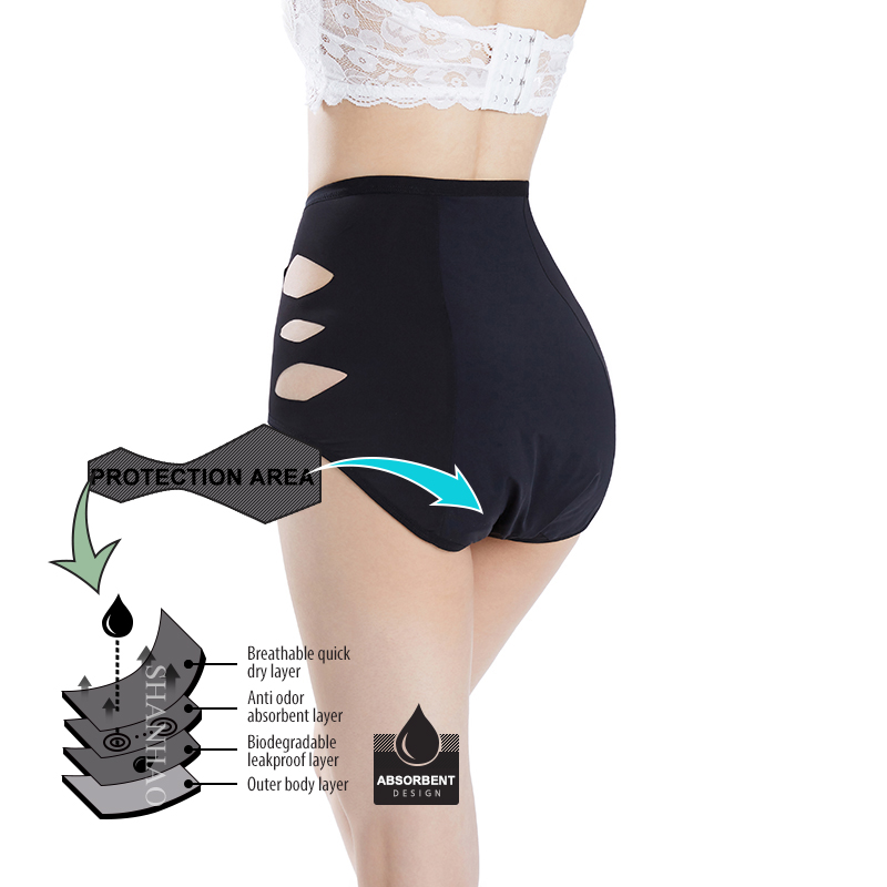 Menstrual Panties High Waist Sustainable Period Panties Underwear Hipster for Women US Sizing Nylon/spandex Solid Pattern Adults