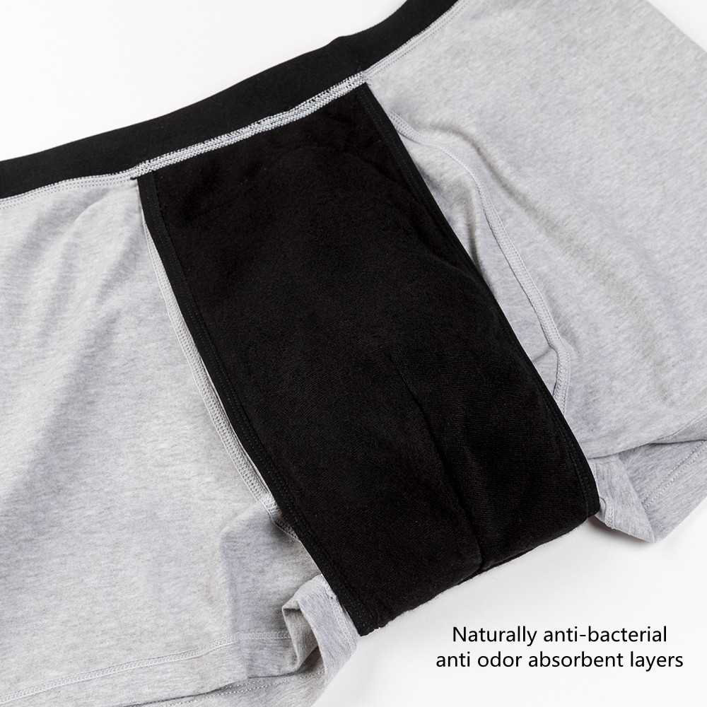 Plus size adult cotton super leak proof briefs boxers mens washable incontinence underwear