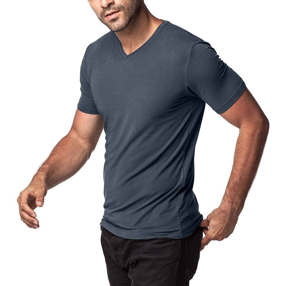 Enerup OEM/ODM Deep O Collar Quick Dry Sport Black cotton modal Plus Size short Sleeve Soft Mens T Shirt