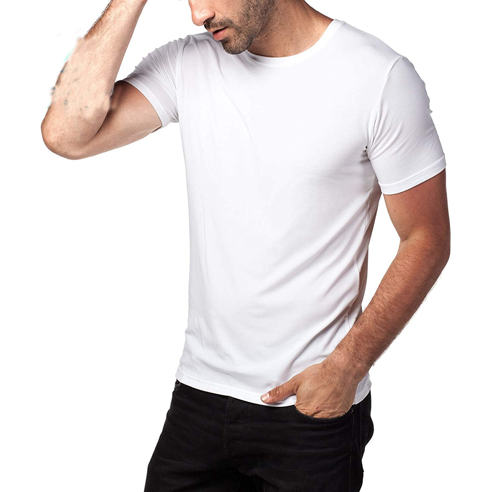 Enerup OEM/ODM Deep O Collar Quick Dry Sport Black cotton modal Plus Size short Sleeve Soft Mens T Shirt