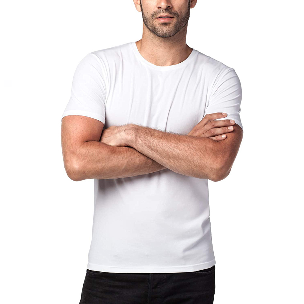 Enerup OEM/ODM Breathable Comfort Compressed Solid White Black Sport Mens cotton modal short Sleeve Soft T Shirt