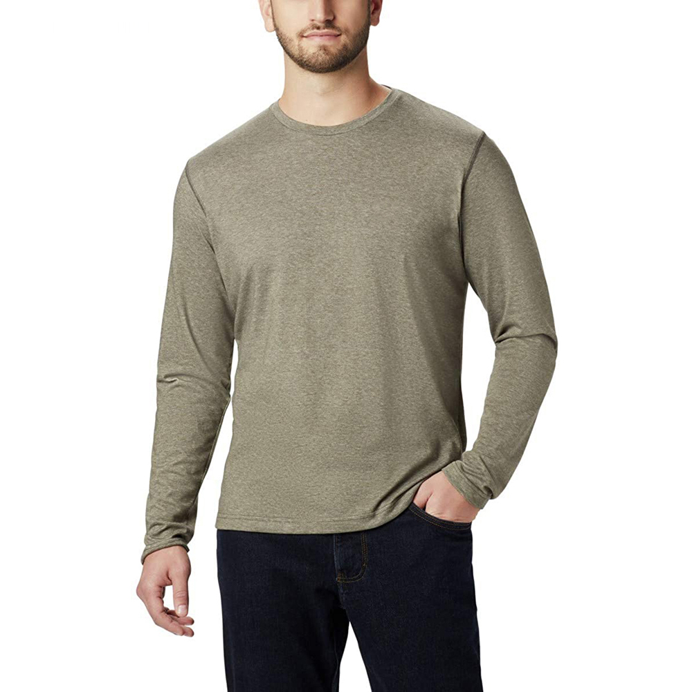 Enerup OEM ODM Mens Long Sleeve T Shirt Polyester Male Casual Slim Fit Long John Men Basic Tee Tops