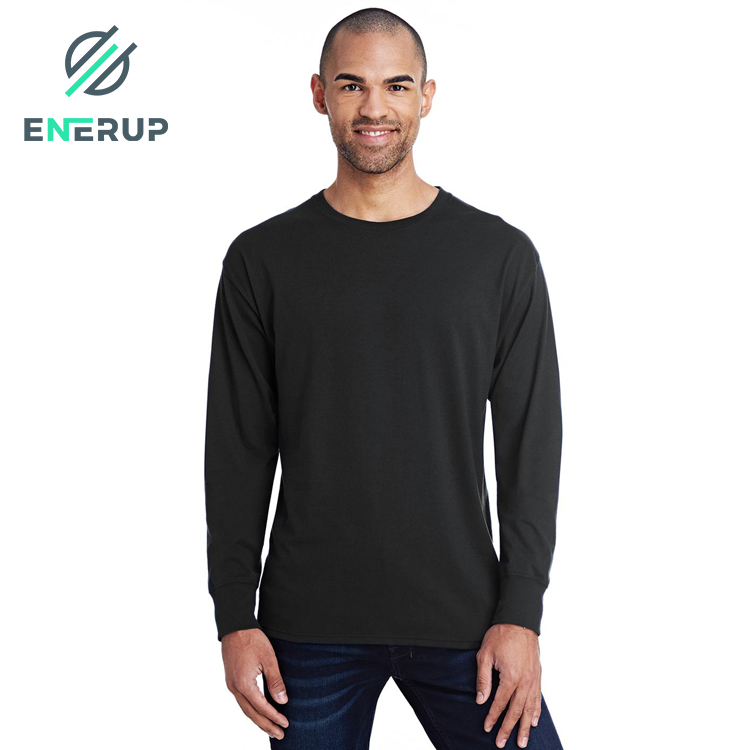 Enerup OEM/ODM Casual Plain Long John 100% Polyester Chemise Full Sleeve Oversize Plus Size Mens Shirt