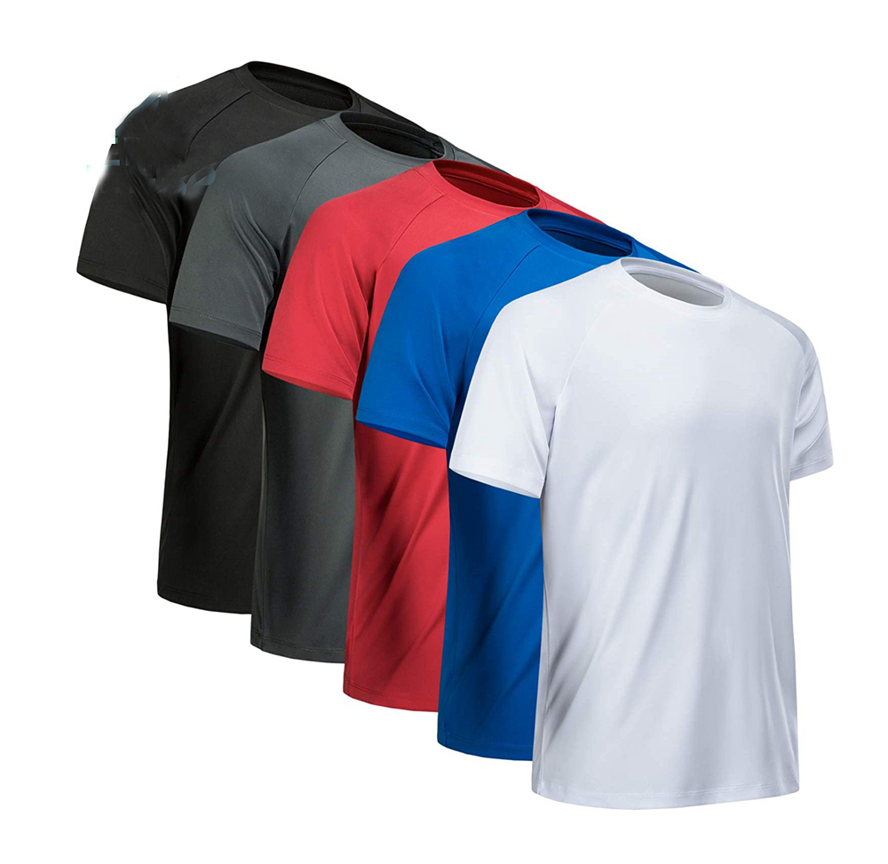 Enerup OEM/ODM Deep V Collar Quick Dry Sport Black Polyester plus size t-shirts Short Sleeve Soft Mens T Shirt