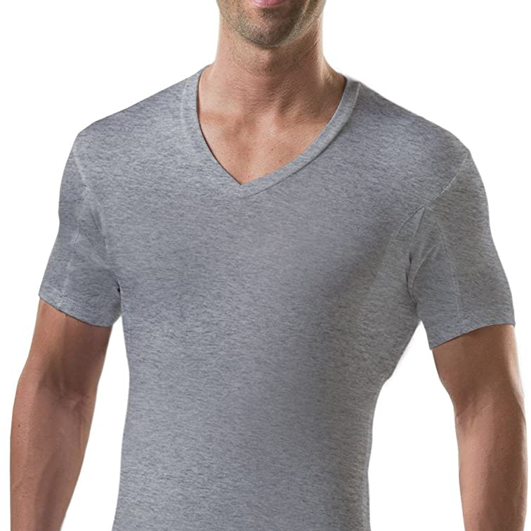 Enerup custom bamboo Plus Size Sweatproof Undershirt Men Underarm Sweat Pads Original Fit V-Neck Sweat proof T-shirt