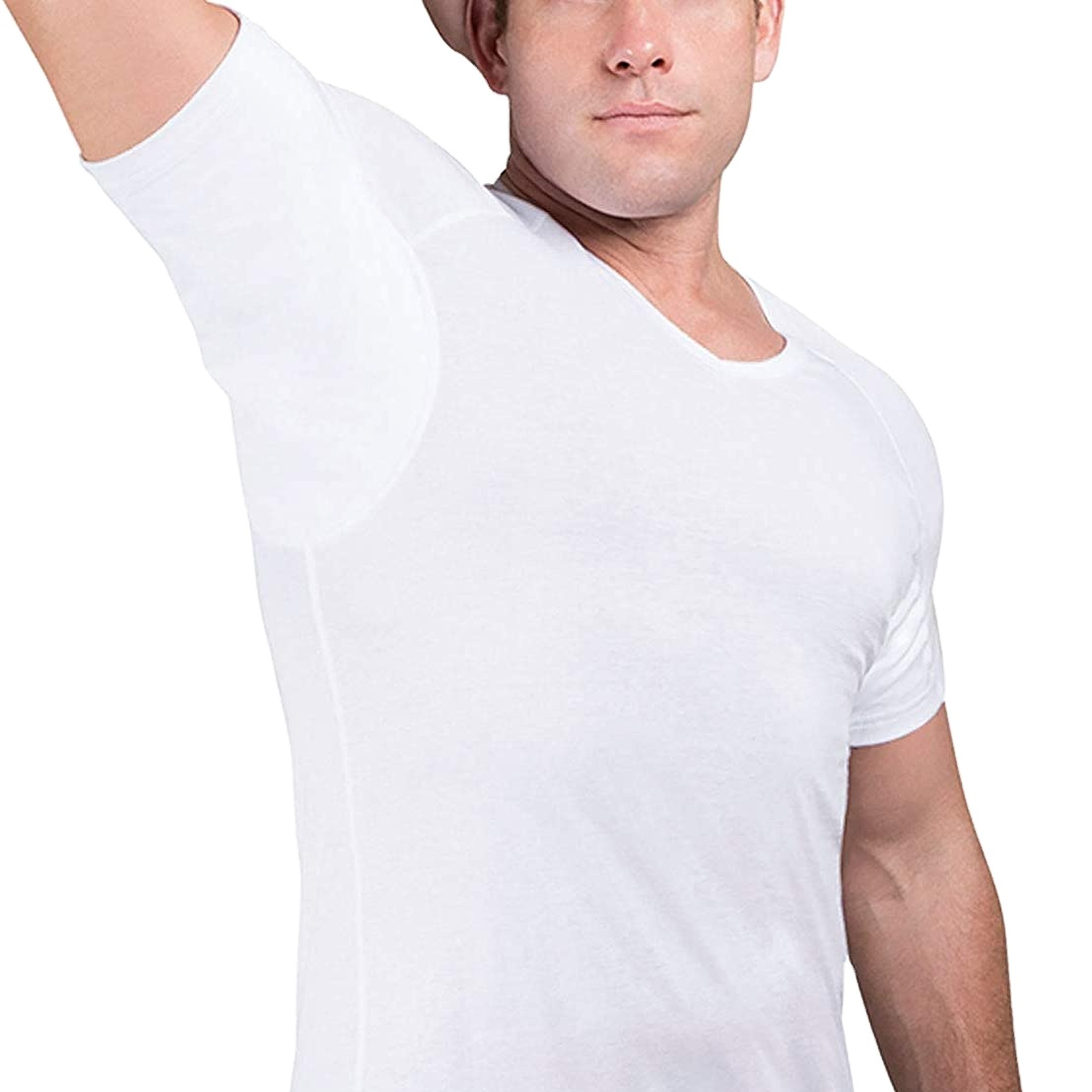 Enerup Custom Brand 100% COTTON Sweatproof T-Shirt Mens Sweat Proof Undershirt With Underram Pads Slim V-Neck T Shirt