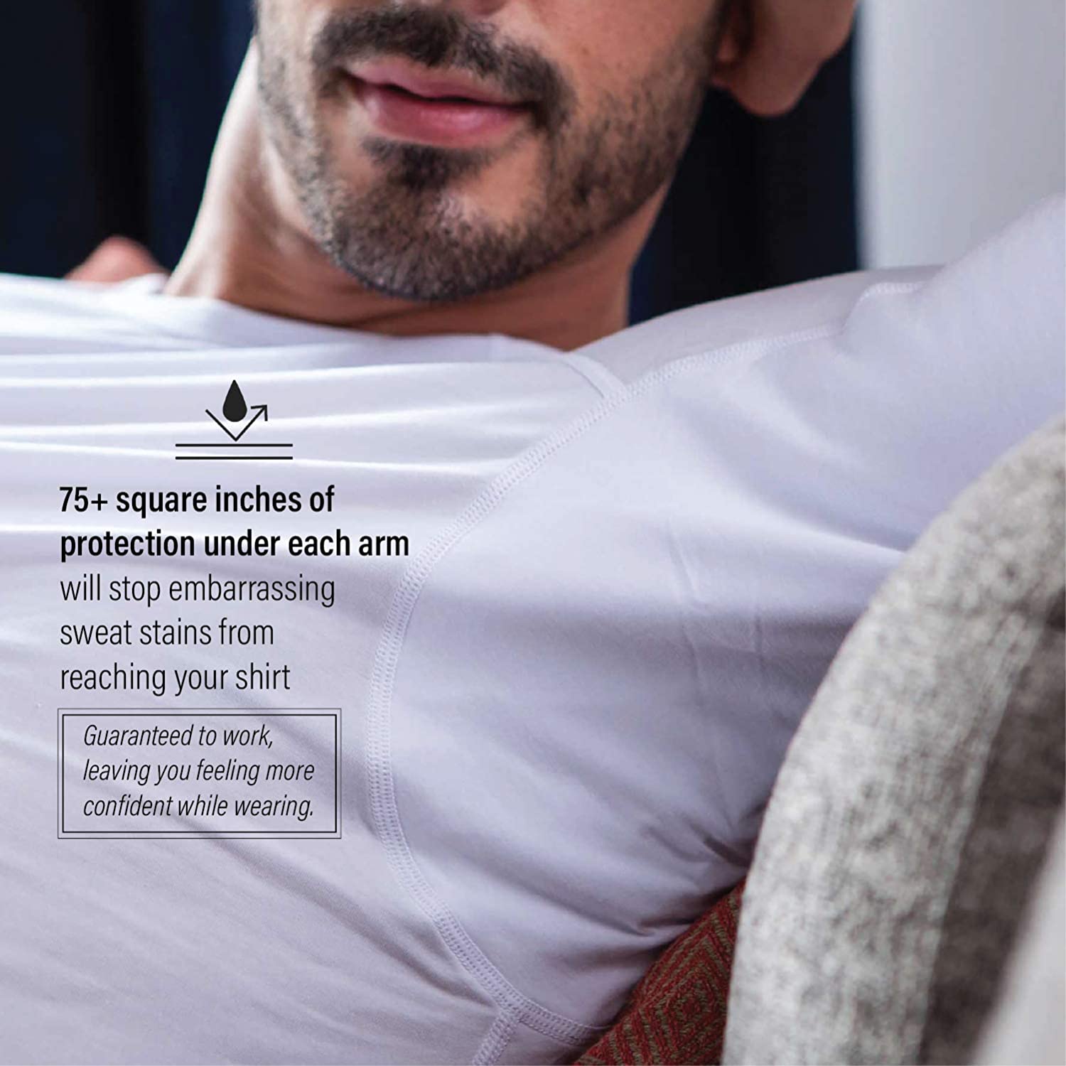 Enerup custom cotton sweatproof t-shirt mens sweat proof undershirt with underarm pads slim v-neck t shirt